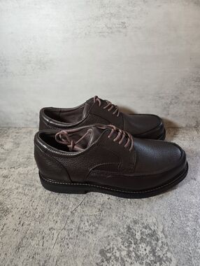 New Apex Mens Leather Oxford Orthopedic Shoes Sz 8 Extra Wide Brown Comfort Lace